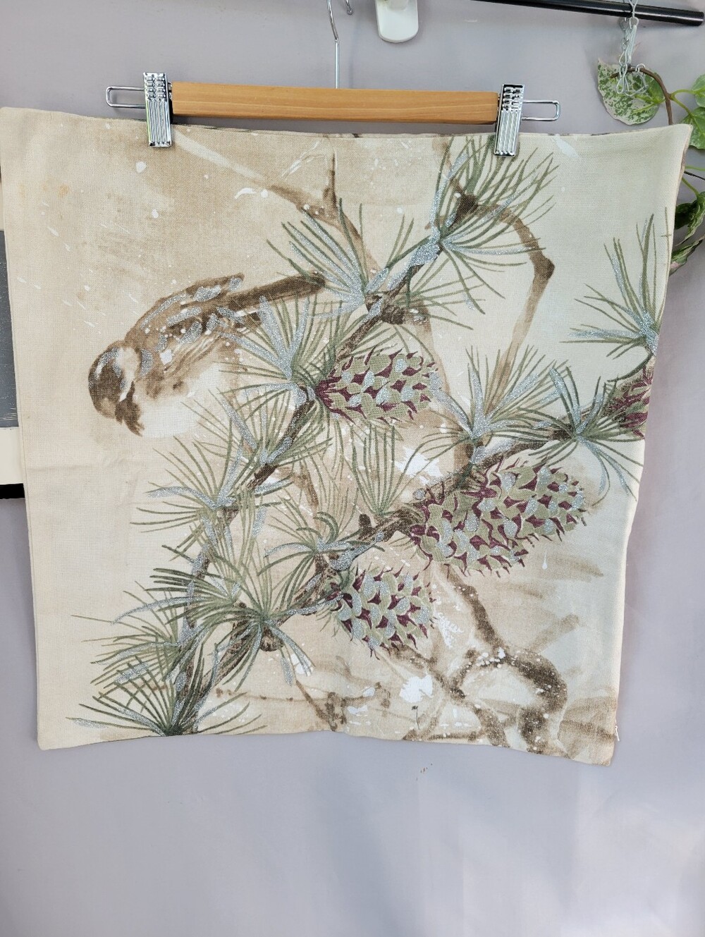 Pottery Barn Snow Pine Chickadee Decorative Pillow Cover 20 x 20